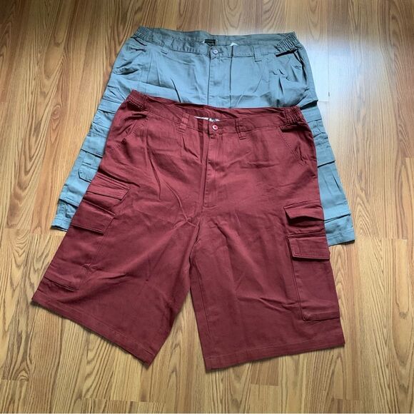 2 Boulder Creek KingSize Pocket Cargo Shorts Men Tall Size 42Red And Grey NWOT
